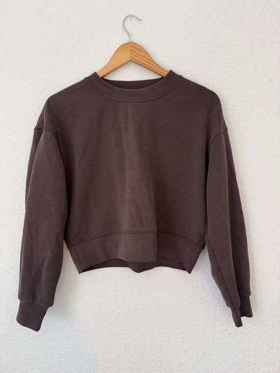 lululemon athletica Sweaters - Lululemon Cropped Chocolate Brown Waffle-Knit Sweatshirt 2
